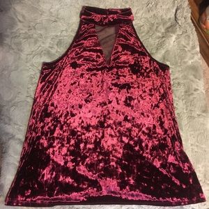 NWOT crushed velvet choker neck tank top